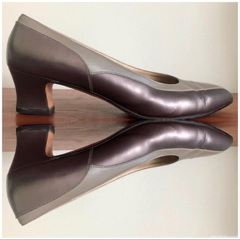 Vintage Ferragamo Metallic Pumps